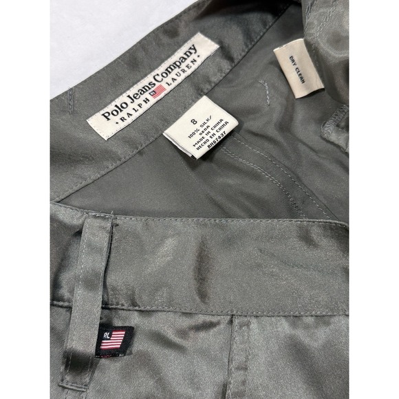 SILK Polo Ralph Lauren Crop Cargo Pants W-8/26" (M) Jogger Drawstring Hem Y2K - Picture 2 of 8